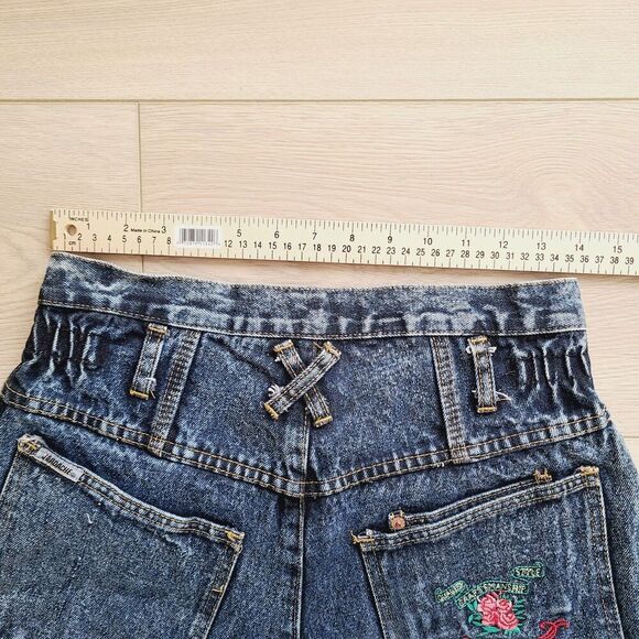 Vintage Jordache Mom Jeans Blue Acid Wash Rose Embroidered High-Rise Denim - Picture 8 of 10